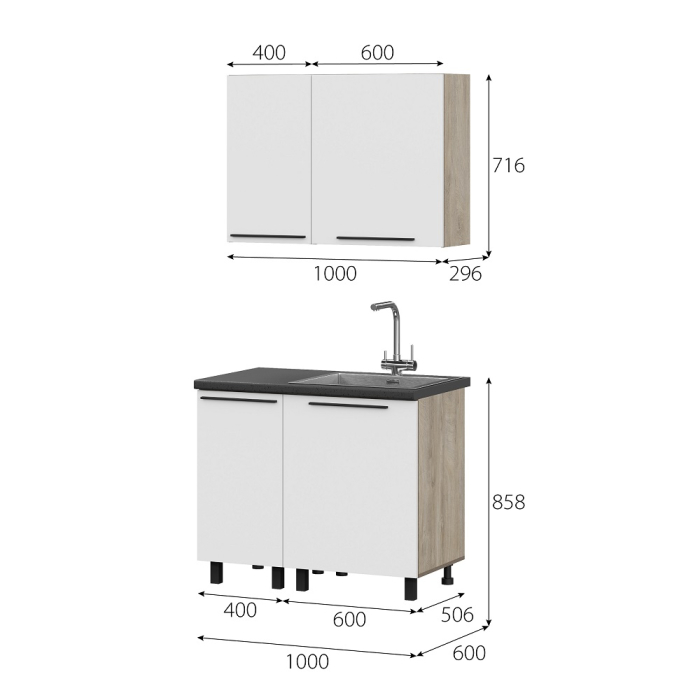 Кухонные гарнитуры, КГ Этна Софт Вайт 3_1,0