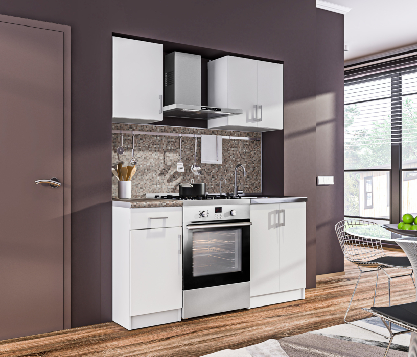 Кухонные гарнитуры, Кухонный гарнитур Деми.Н Белый/Перлино