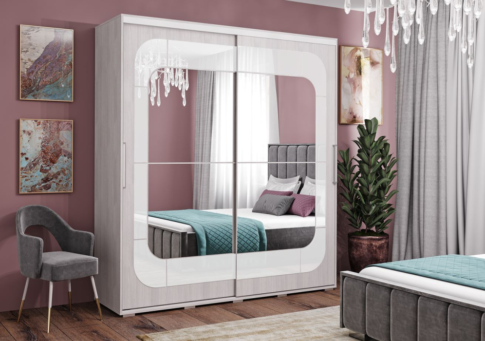 Шкафы-купе 2-х дверные, Шкаф-купе с зеркалом Крафт-7