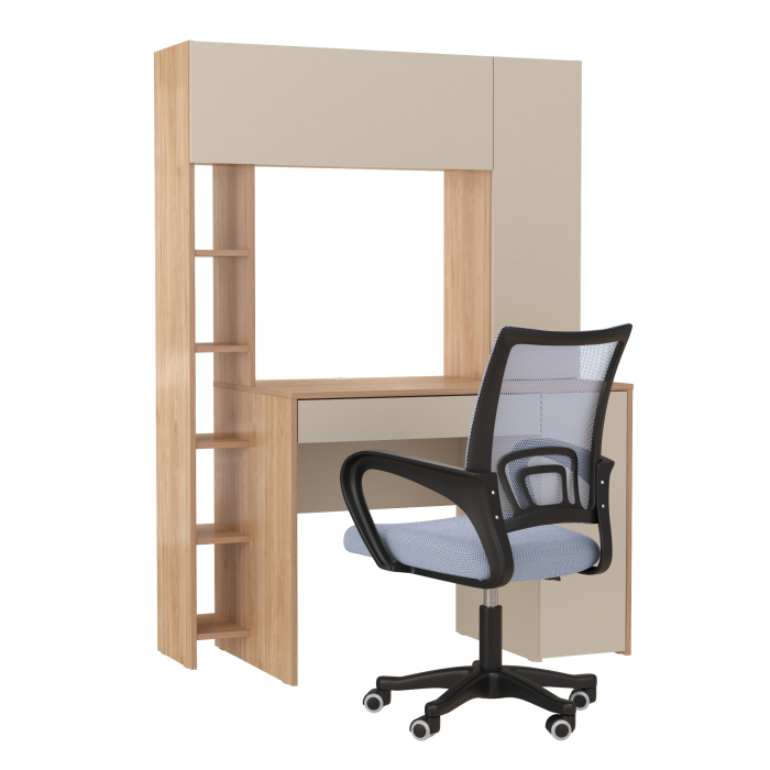 Прямые компьютерные столы, Компьютерный стол Комфорт 12.71 и офисное кресло 103 серого цвета