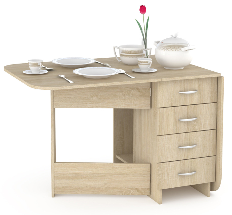 Обеденные столы, Стол-книжка с ящиками Глория 606М