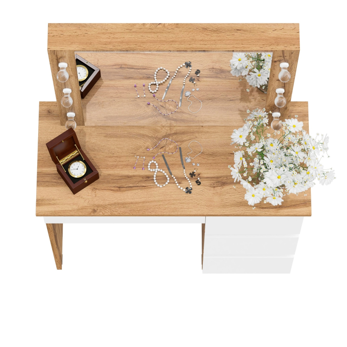 С зеркалом, Стол косметический с подсветкой Сура