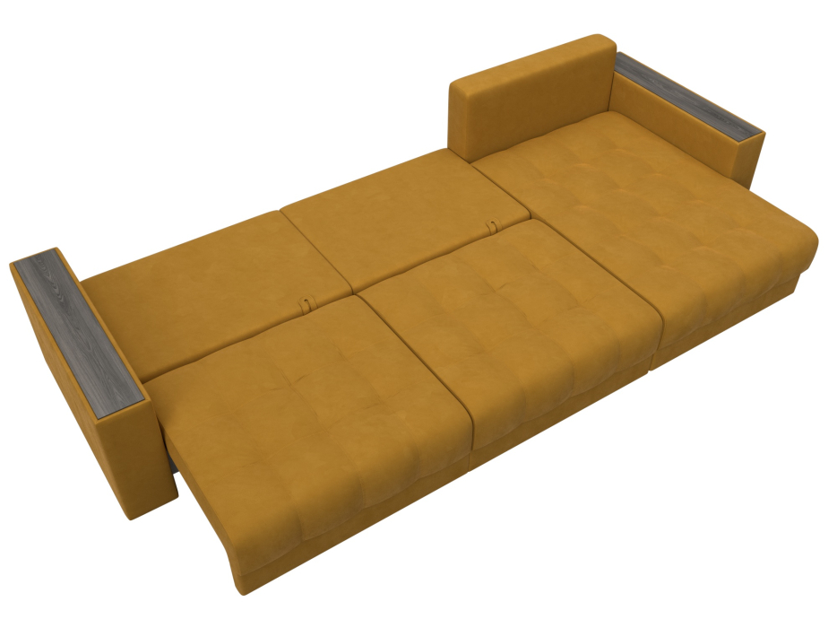 Дизайнерские диваны для гостиной, Диван угловой с декором Лига-049 НПБ Лонг, велюр BRUT