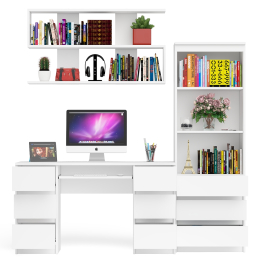 Рабочее место Мори из стола двухтумбового МС-2 с навесной полкой и стеллажом