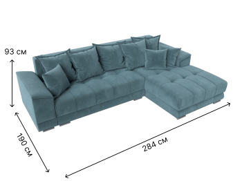 Угловой диван НордСтар правый угол, велюр