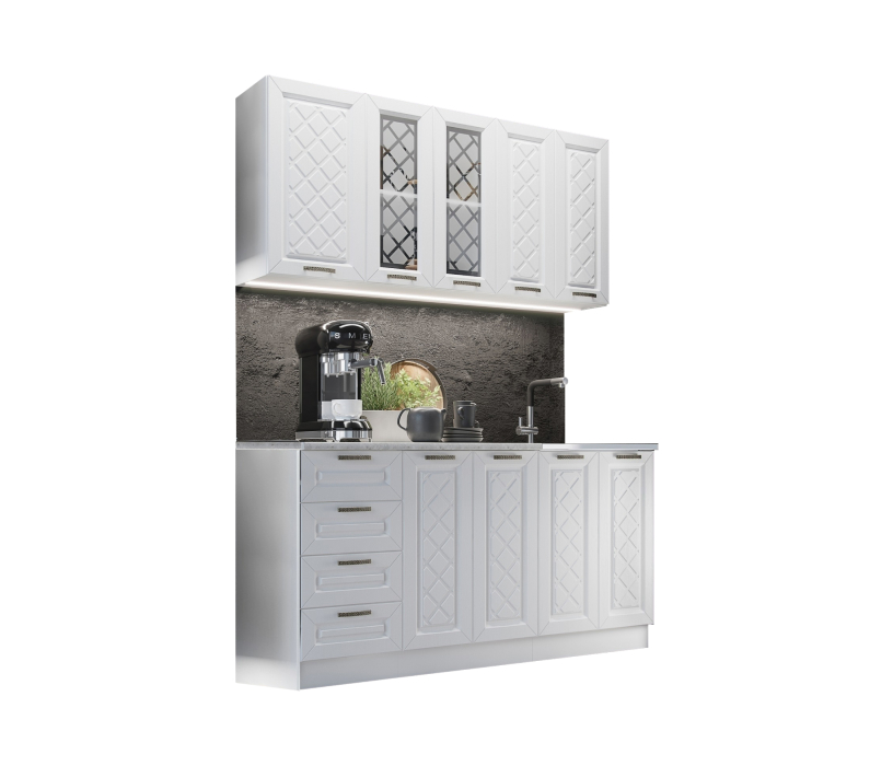 Кухонные гарнитуры, Кухня Агава Акация белая МДФ 1,6 м