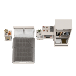 Шкаф-комод Афина с трюмо и кроватью 1200 с прикроватной тумбочкой