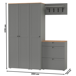 Шкаф для одежды с обувницей и пенал с навесной вешалкой с крючками Остин
