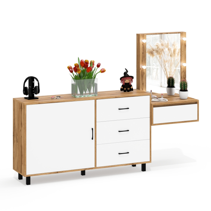 Туалетные столики, Стол косметический навесной с подсветкой и комод 122-1504