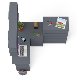 Комод Мори МК700.5 со столом компьютерным угловым МС-16 правым и открытой полкой 1200