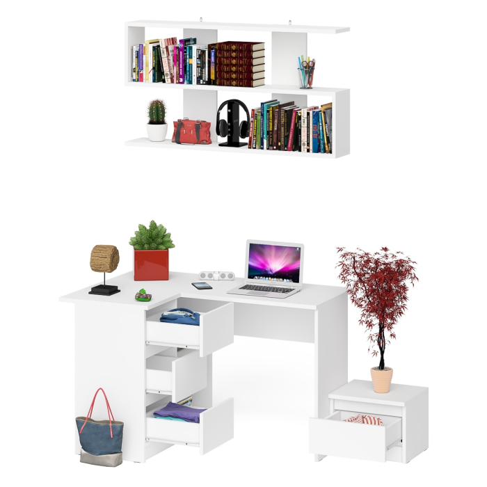 Угловые, Угловой стол компьютерный Мори МС-16 левый с тумбочкой с ящиком 400 и полкой на 1200