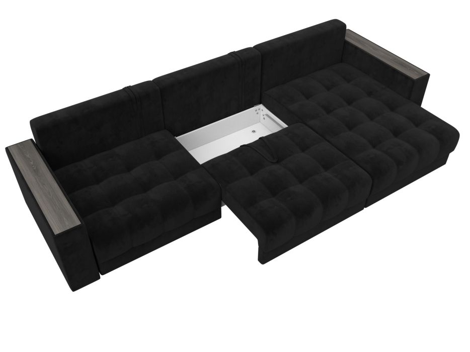 Дизайнерские диваны для гостиной, Диван угловой с декором Лига-049 НПБ Лонг, велюр SEVEN