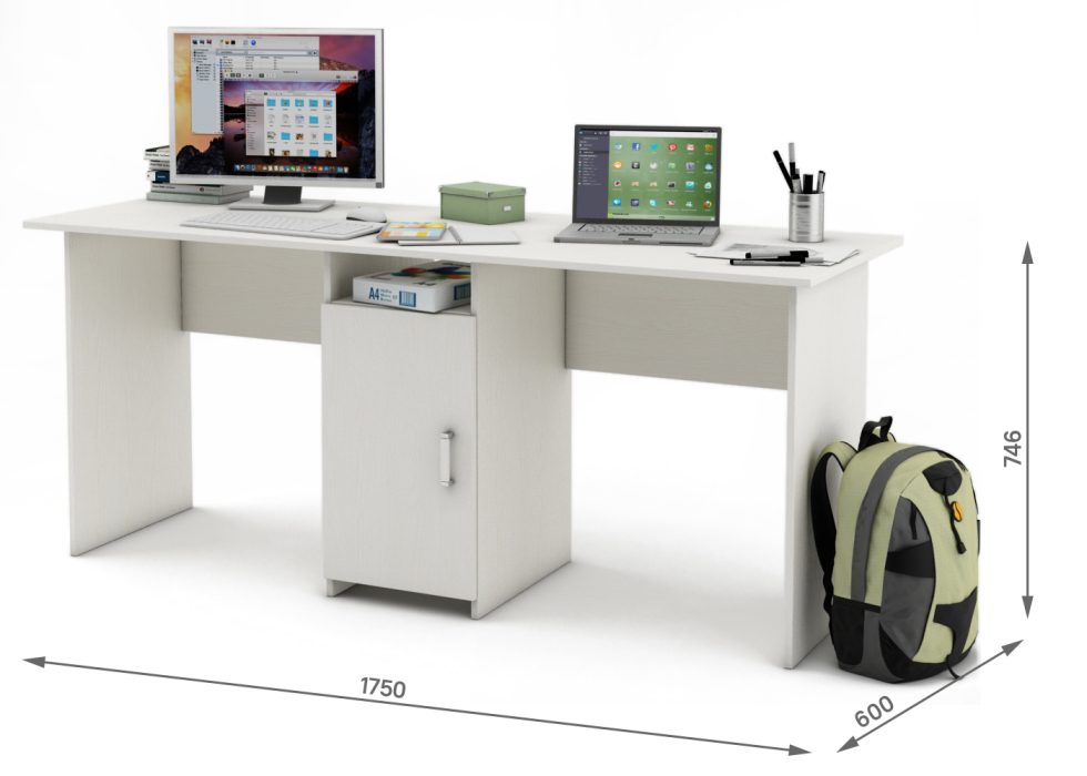 Прямые компьютерные столы, Письменный стол Лайт 10 для двоих