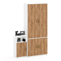 Домашние кабинеты, Шкаф с дверками и полками 20Б и тумба с нишей и дверкой Лидер-8