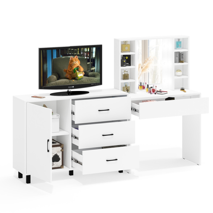 Туалетные столики, Туалетный столик с подсветкой 115 и комод с дверкой и 3-мя ящиками 122-1204