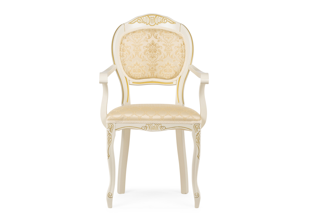 Стулья, Стул деревянный Лауро (патина золото) с подлокотниками