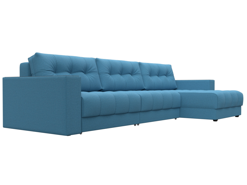 Дизайнерские диваны для гостиной, Диван угловой с декором Лига-049 НПБ Лонг, рогожка Амур