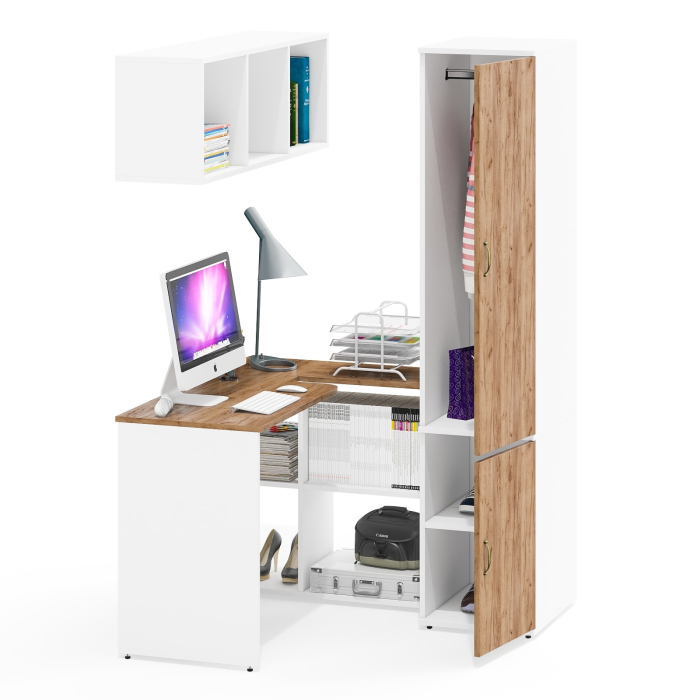 Домашние кабинеты, Стол-трансформер с навесной полкой Лидер-8 и функциональным пеналом МД 23Б