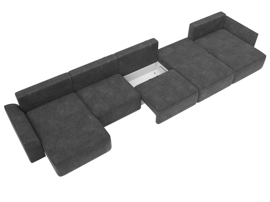 Диваны еврокнижки, Диван П-образный Лига-048 НПБ МегаЛонг, велюр BRUT