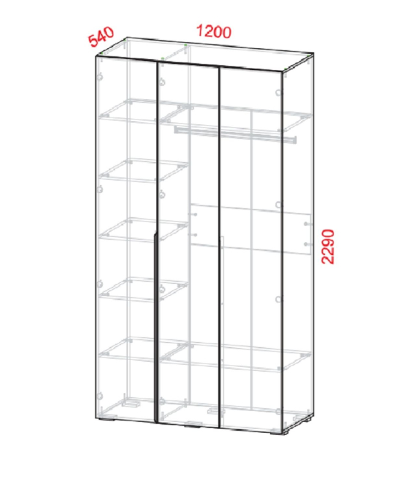 Для одежды, Шкаф трехдверный Харди