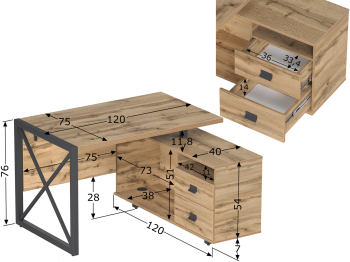 Стол рабочий универсальный Калифорния Хардвиг 1200 ЛДСП
