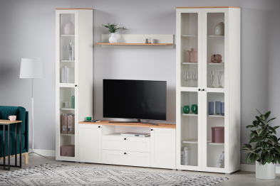 Шкаф-витрина 16.394.02 Остин Белый шагрень