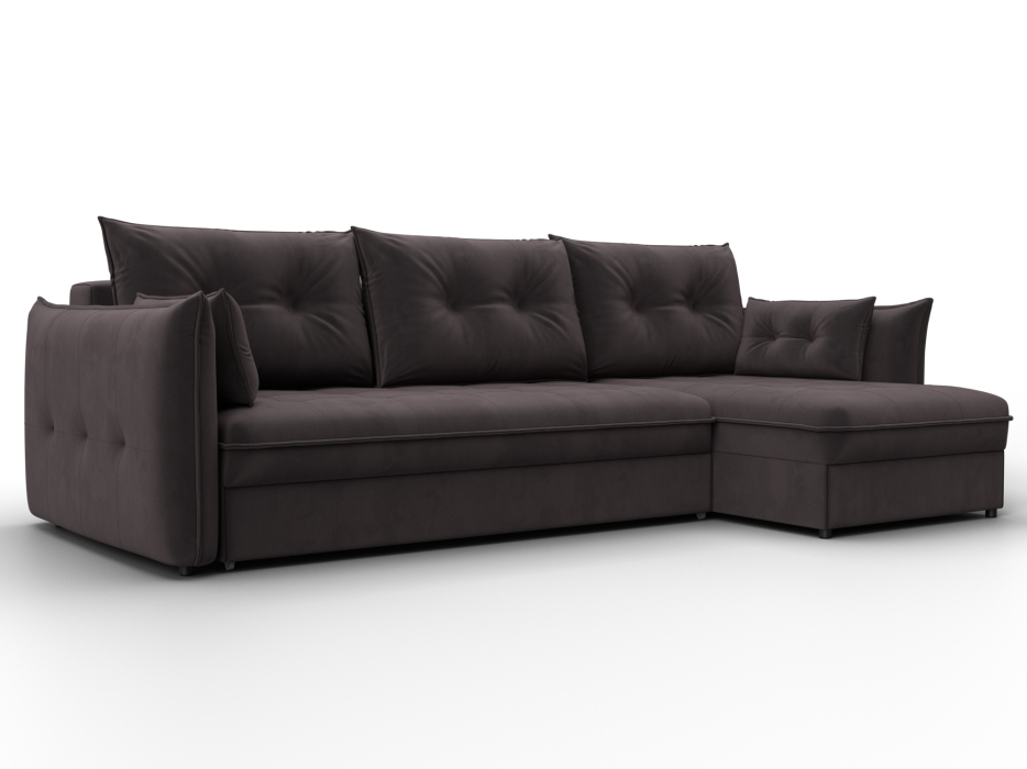 Диваны угловые в гостиную, Диван угловой Лига-100 НПБ угол универсальный, велюр SEVEN