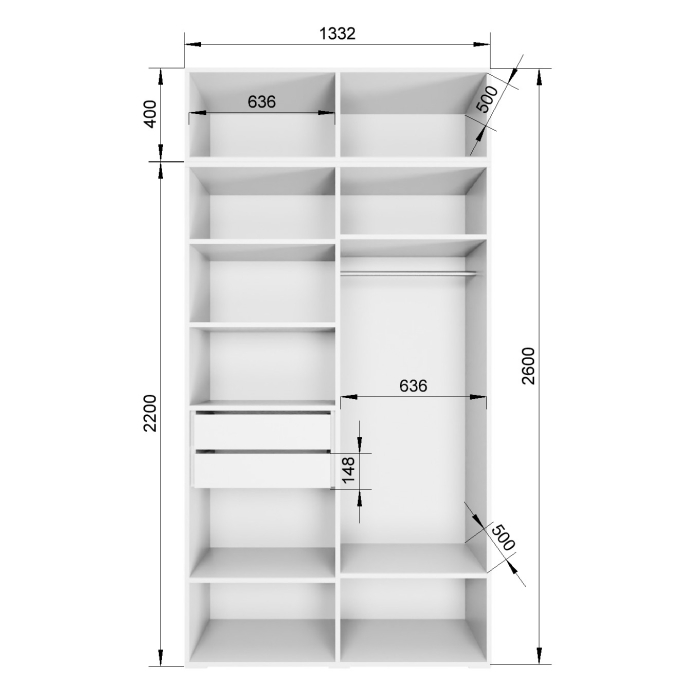 Для одежды, Шкаф Фиеста 1332 с антресолью