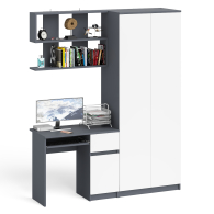 Домашние кабинеты, Компьютерный стол однотумбовый правый с ящиком и верхней полкой и платяной шкаф Мори МШ8001