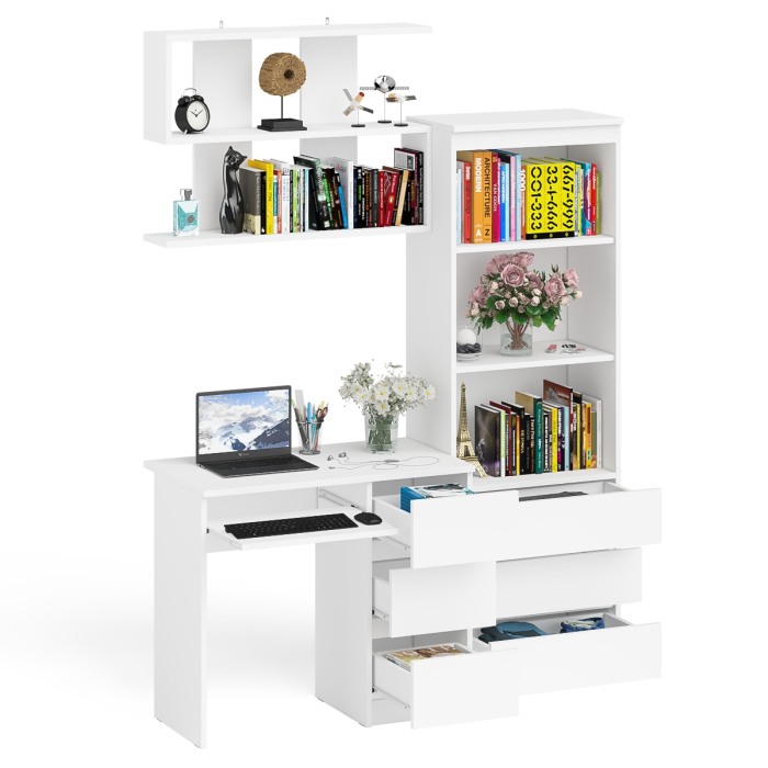 Прямые компьютерные столы, Рабочий стол Мори МС-6 правый с открытой полкой и стеллаж-комод МСТ600.3