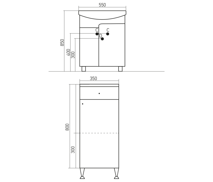 Тумбы в ванную комнату, Тумба для ванной Mixline Посейдон-55 белая с раковиной