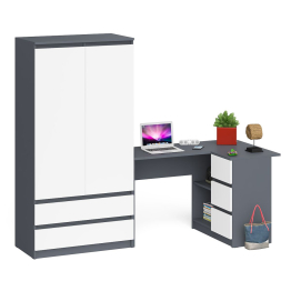 Стол компьютерный угловой правый Мори и шкаф-комод Мори МШ900.1