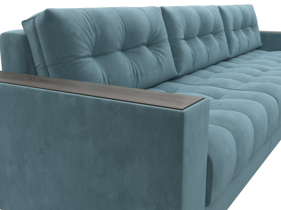 Дизайнерские диваны для гостиной, Диван угловой с декором Лига-049 НПБ Лонг, велюр SEVEN