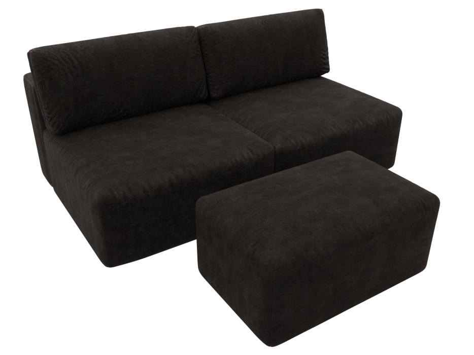 Диваны еврокнижки, Диван прямой модульный с пуфом Лига-060 НПБ, велюр BRUT