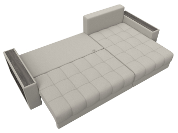 Диван угловой с декором и полкой Лига-050 НПБ, рогожка Амур