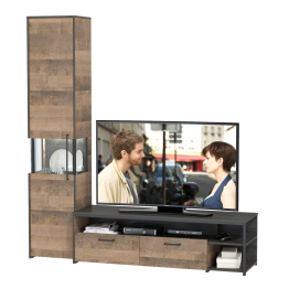 Тумба под ТВ и шкаф-пенал-витрина с подсветкой Трувор