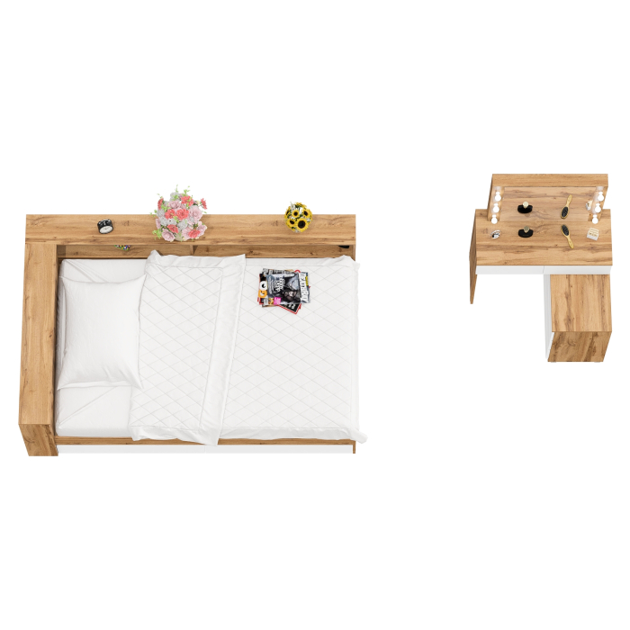 Спальные гарнитуры, Туалетный столик для спальни с подсветкой 110 и Ксения кровать 1200 с ящиками и прикроватный блок