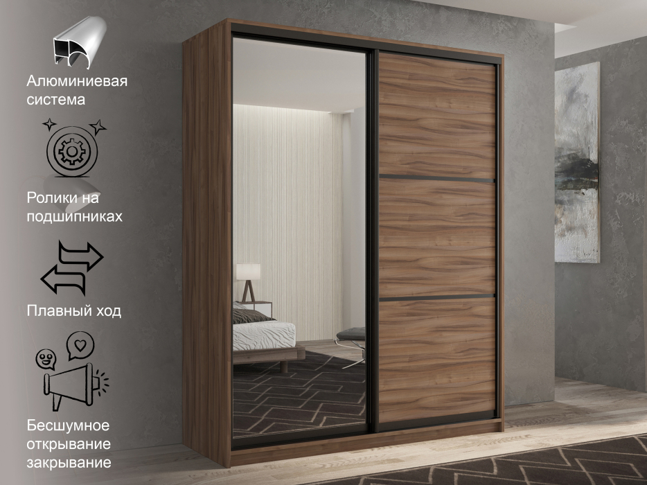 Шкафы-купе 2-х дверные, Шкаф-купе 2х дверный Кааппи 2 160х60