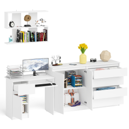 Стол компьютерный дверка и выдвижной ящик слева с комодом МК1600.1 и полкой Мори 900