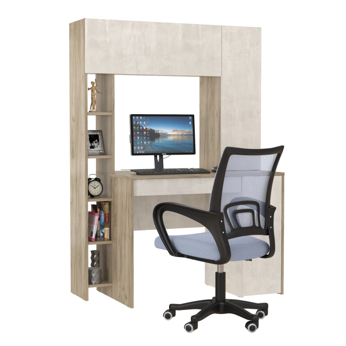 Прямые компьютерные столы, Компьютерный стол Комфорт 12.71 и офисное кресло 103 серого цвета