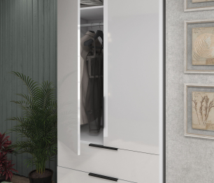 Шкаф 2-х дверный с полками и ящиками, 90 см Люкс