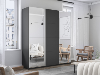 Шкаф Прайм трио 1ДСП+2 зеркало 2300х1800х570