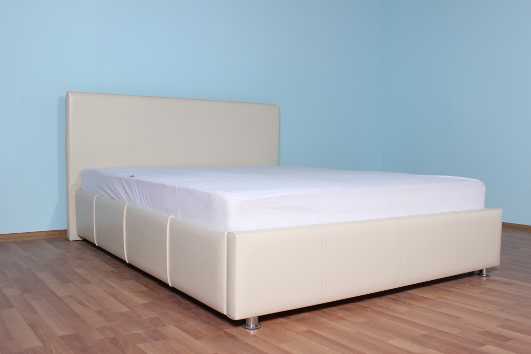Двуспальные, Кровать с мягким изголовьем Атриум, база, экокожа, 160*200