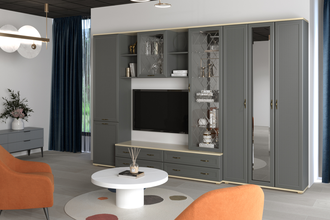 Стенки для гостиной, Модульная гостиная Карина композиция 15