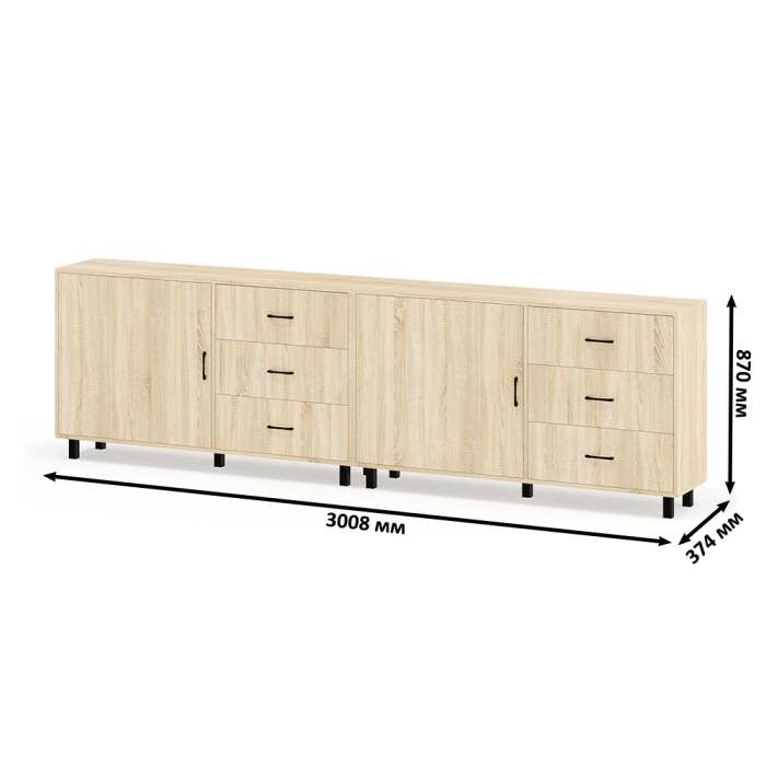 Комоды, Тумба-комод с двумя дверками и шестью ящиками 122-1504