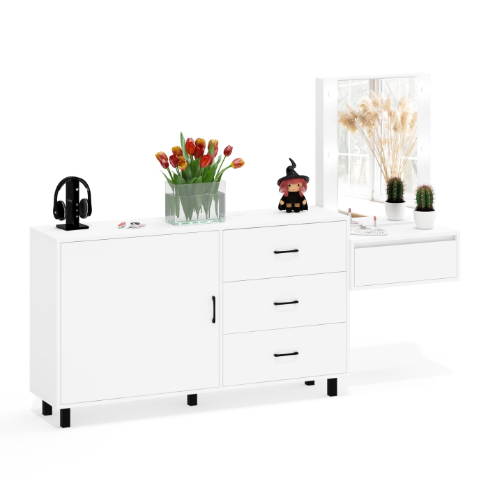 Туалетные столики, Стол косметический навесной с подсветкой и комод 122-1504