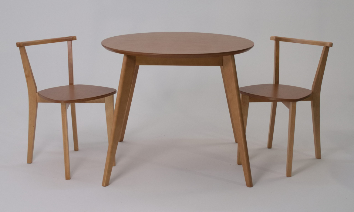 Обеденные группы, Стол Сканди К 90 натур со стульями Франк натур