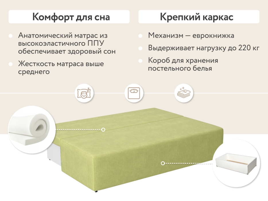 Диваны еврокнижки, Диван прямой  Каир, рогожка