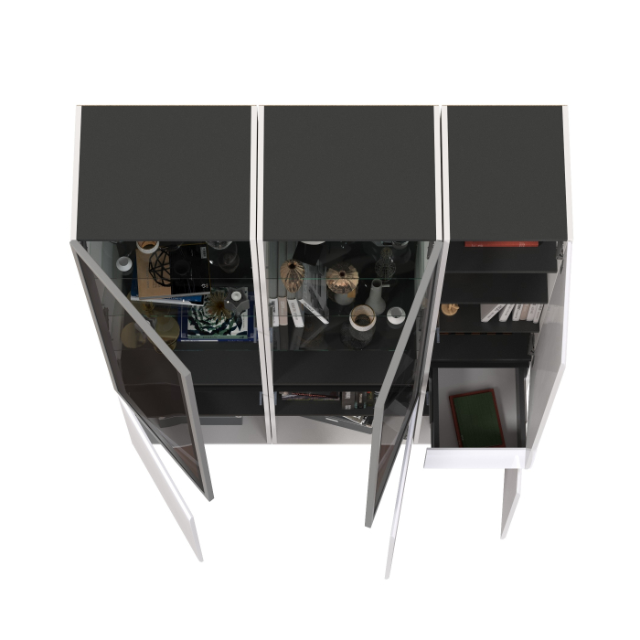 Шкафы распашные, Горка для гостиной Сидней из шкаф-витрина 2 штуки и шкаф с ящиком 13.202