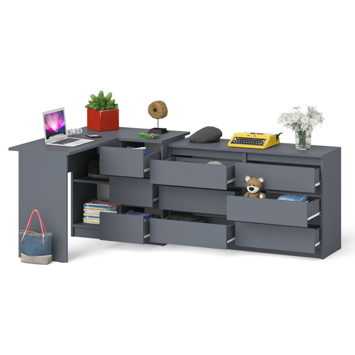 Компьютерные столы, Комод Мори 1200 6 ящиков и компьютерный угловой стол МС-16 правый